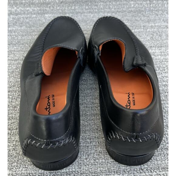 $750 SANTONI Paine Black Leather Loafer Men\'s Size 8 US NEW main image 11